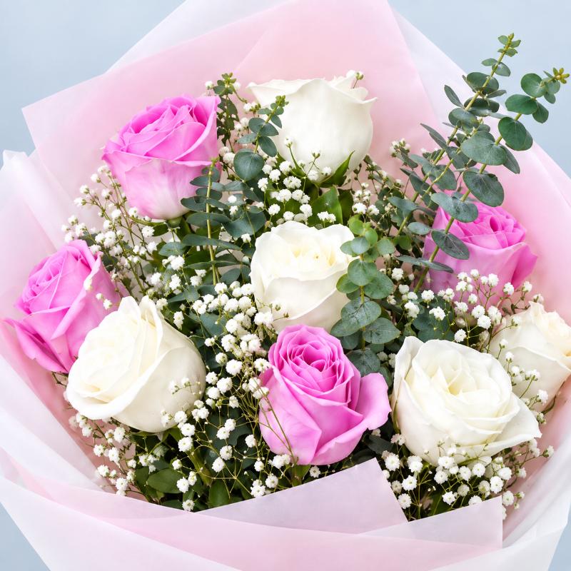 Pastel Grace 9 Roses Bouquet - Flowers gift from Buy Any Flowers Dubai in Al Quoz Industrial Area 4, Dubai, UAE - image 2