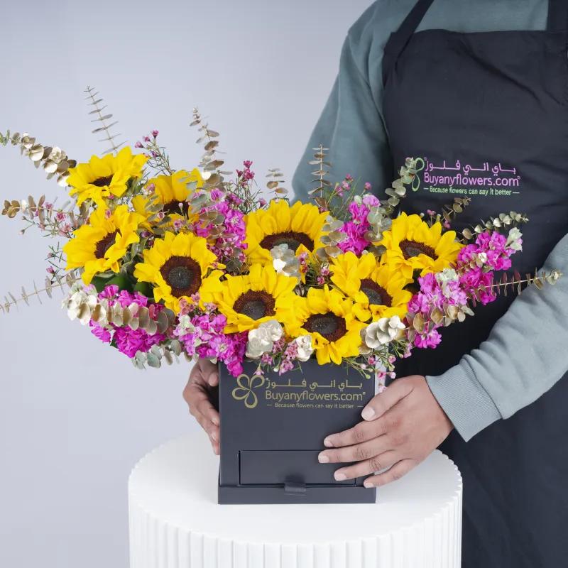 Sunshine Sunflower Box - Flowers gift from Buy Any Flowers Dubai in Al Quoz Industrial Area 4, Dubai, UAE - image 4