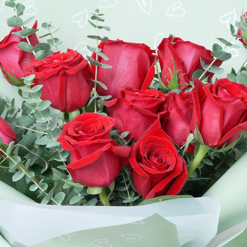 Affectionate 11 Red Roses Bunch thumbnail 3
