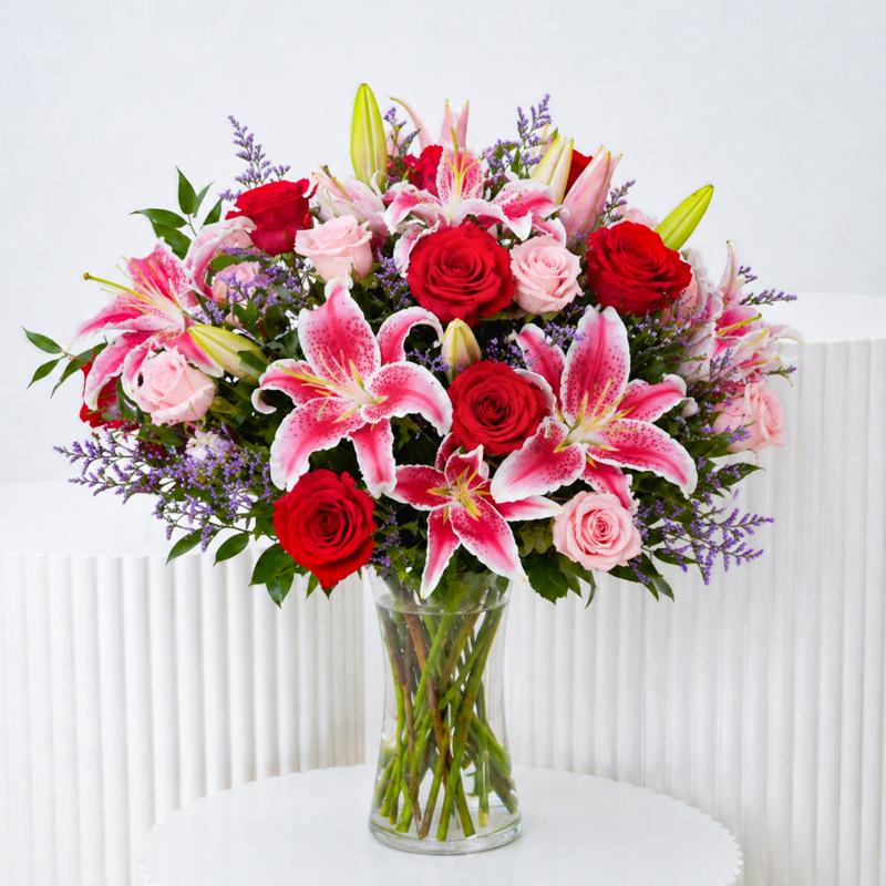 Roses and Lilies Arrangement - Flowers gift from Buy Any Flowers Dubai in Al Quoz Industrial Area 4, Dubai, UAE