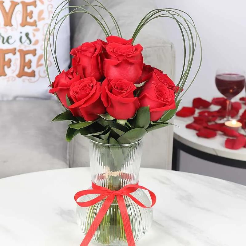 Dear Love 11 Red Roses in Vase thumbnail 2