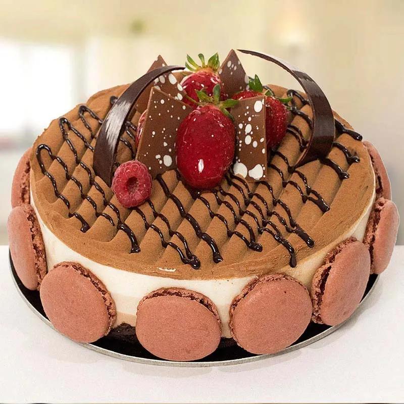 Elegant 12 Roses In Vase and Triple Chocolate Cake thumbnail 3