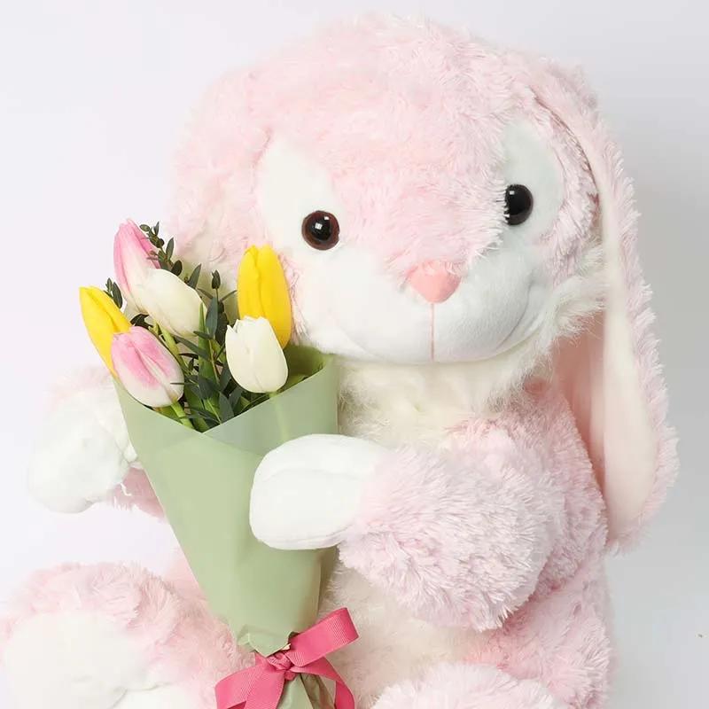 Large Bunny and Mix Tulips Bunch thumbnail 2