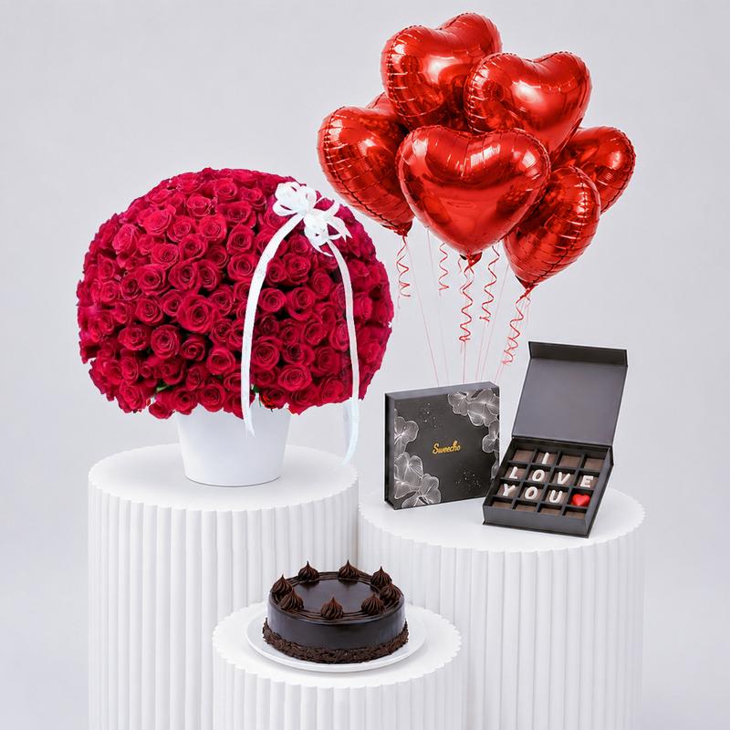 Love 201 Red Roses Gift Bundle - Gift Sets gift from Buy Any Flowers Dubai in Al Quoz Industrial Area 4, Dubai, UAE