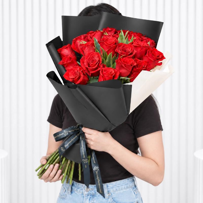 Beauty 21 Red Roses Bouquet - Flowers gift from Buy Any Flowers Dubai in Al Quoz Industrial Area 4, Dubai, UAE - image 3