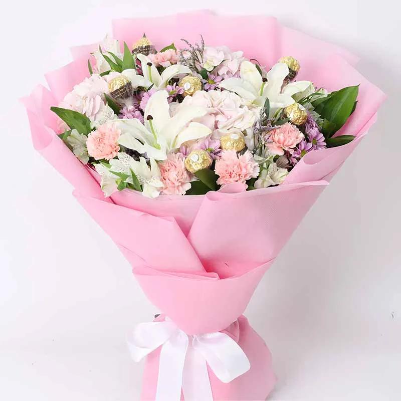 Care Flowers and Ferrero Bouquet thumbnail 2