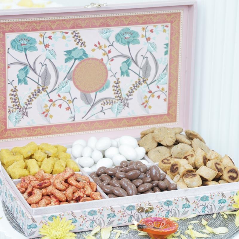 Gourmet Snack & Sweet Hamper in Designer Floral Box thumbnail 2