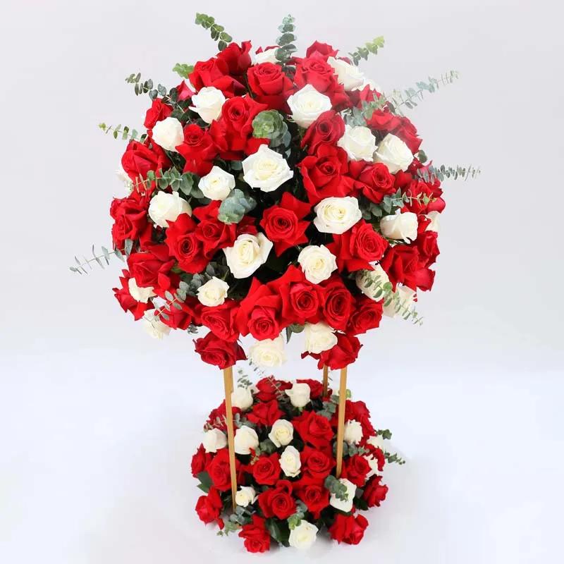 Elegance 365 Red and White Roses Flower Stand thumbnail 4