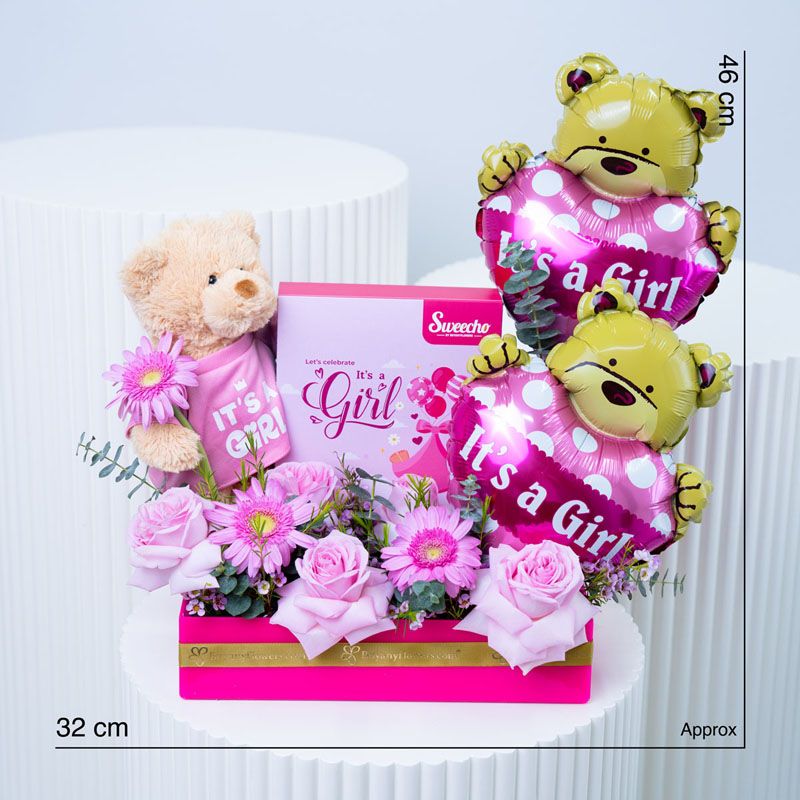 Welcome Baby Girl Flower Hamper - Flowers gift from Buy Any Flowers Dubai in Al Quoz Industrial Area 4, Dubai, UAE - image 4