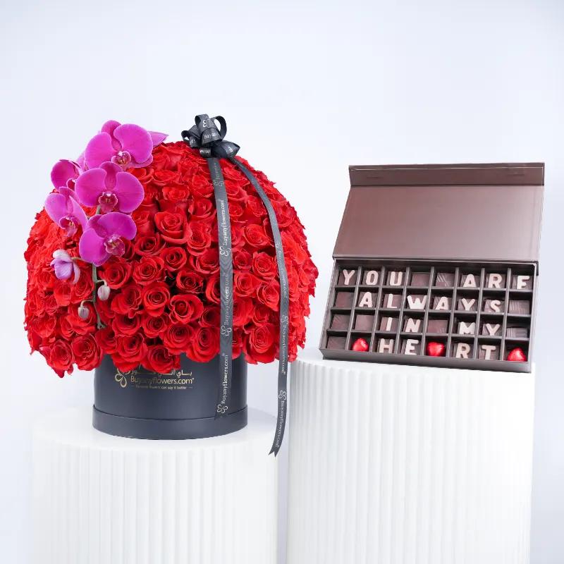 My Princess 251 Red Roses in Box and Chocolates in Dubai