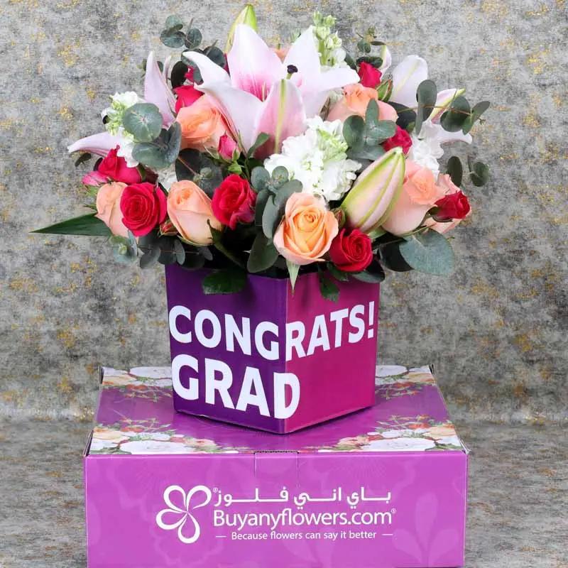 Graduation Flower Vase English - Flowers gift from Buy Any Flowers Dubai in Al Quoz Industrial Area 4, Dubai, UAE - image 4