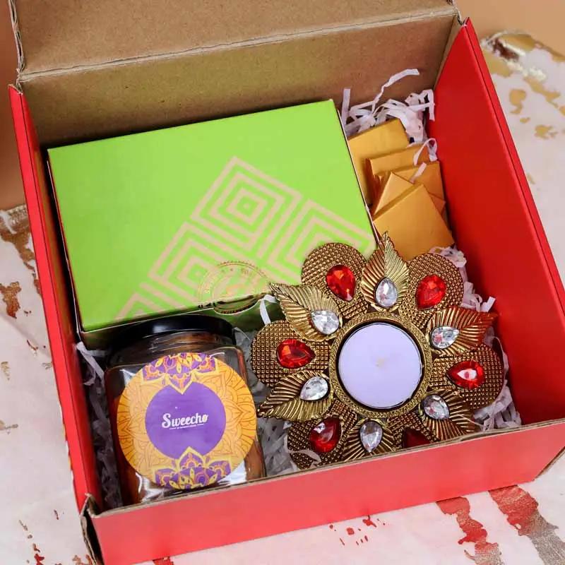 Diwali Sweets and Savoury Red Gift Box - Gifts gift from Buy Any Flowers Dubai in Al Quoz Industrial Area 4, Dubai, UAE - image 3