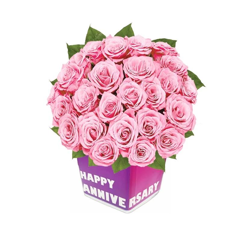 Blushing Beauty Bouquet Pink Roses Anniversary Vase - Flowers gift from Buy Any Flowers Dubai in Al Quoz Industrial Area 4, Dubai, UAE