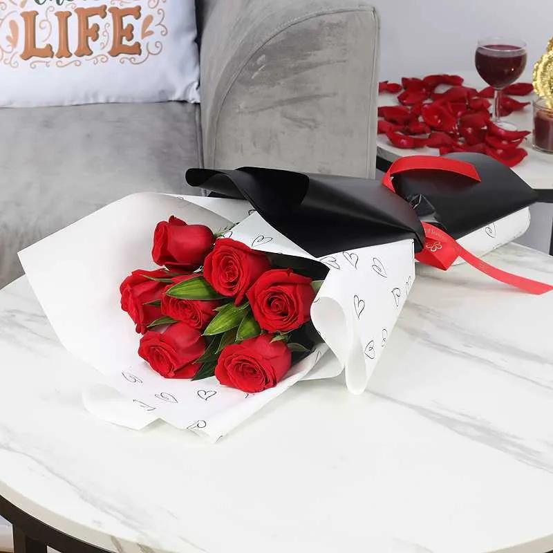 Cute Love 7 Red Roses Bouquet and Sweecho Chocolates 100gm thumbnail 3