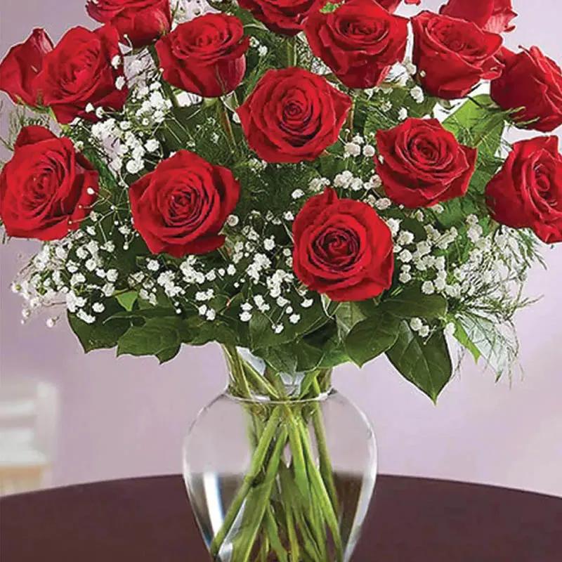 Elegant 20 Red Roses In Vase thumbnail 2