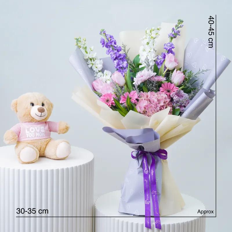 Pink and Purple Harmony With Teddy - Gift Sets gift from Buy Any Flowers Dubai in Al Quoz Industrial Area 4, Dubai, UAE - image 4