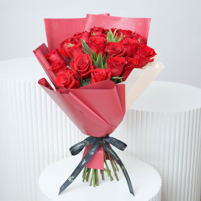 Beauty 21 Red Roses Bouquet 1