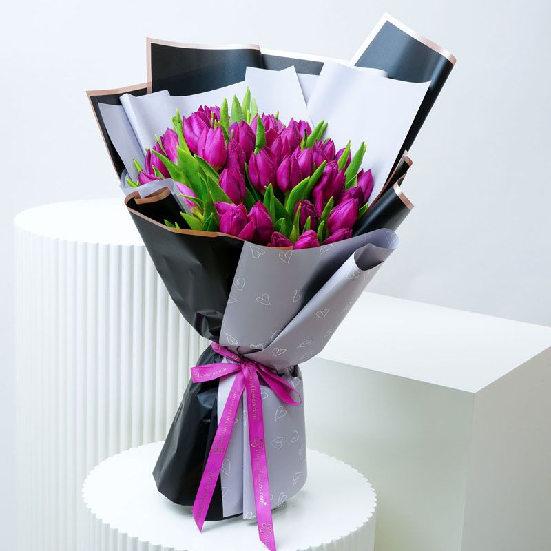 Purple Beauty 51 Tulips Bouquet 1