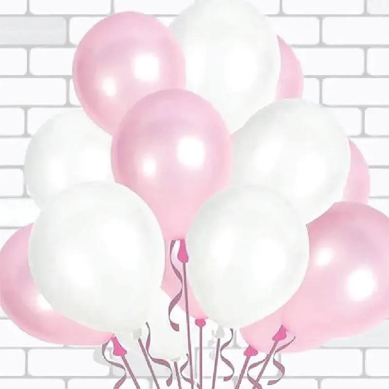Pink and White Helium Balloons 10 Pcs thumbnail 2