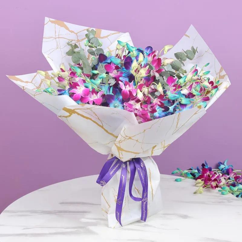21 Purple and Blue Flower Bouquet - Flowers gift from Buy Any Flowers Dubai in Al Quoz Industrial Area 4, Dubai, UAE