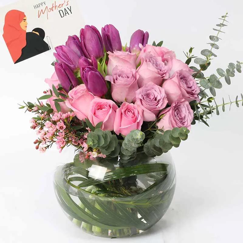 Blessings 25 Roses and Tulips for Mothers Day - Flowers gift from Buy Any Flowers Dubai in Al Quoz Industrial Area 4, Dubai, UAE - image 2