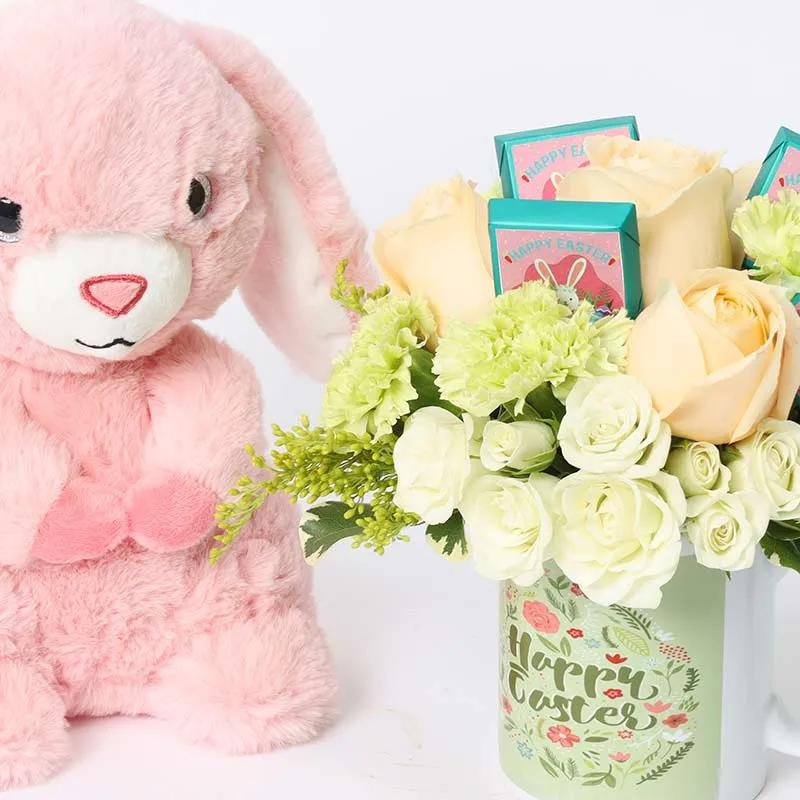 Flowers and Chocolates in Easter Mug with Pink Bunny - Gift Sets gift from Buy Any Flowers Dubai in Al Quoz Industrial Area 4, Dubai, UAE - image 3