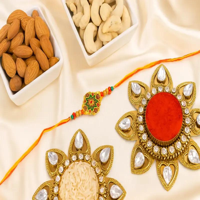 Designer Rakhi with Cashews and Almonds - Gifts gift from Buy Any Flowers Dubai in Al Quoz Industrial Area 4, Dubai, UAE