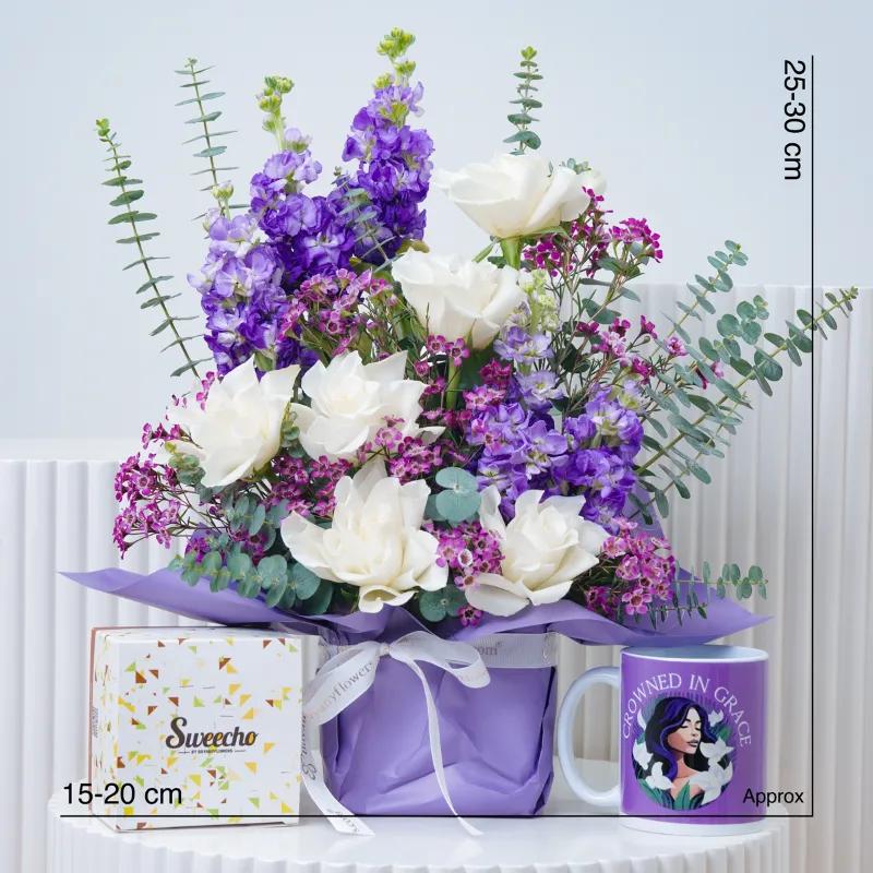 Purple Bloom Vase with Mug and Chocolate - Gift Sets gift from Buy Any Flowers Dubai in Al Quoz Industrial Area 4, Dubai, UAE - image 4