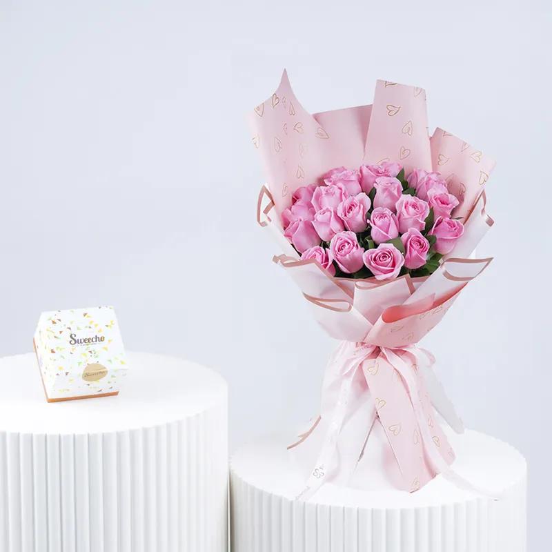 Pink Beauty 21 Roses Sweecho Chocolates 250gm - Flowers gift from Buy Any Flowers Dubai in Al Quoz Industrial Area 4, Dubai, UAE