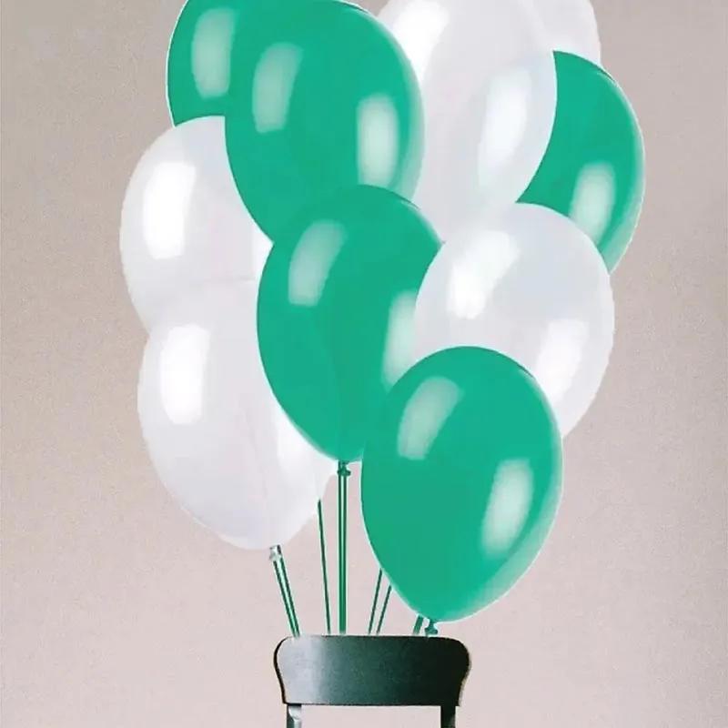 White and Green Helium Balloons 10 Pcs thumbnail 3