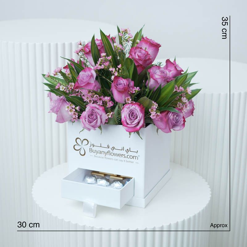 دارلينغ 21 وردة بنفسجية في صندوق thumbnail 4