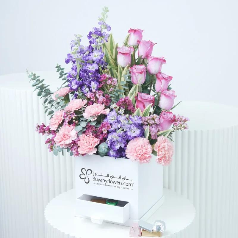 Alluring Flowers and Chocolates Box With Teddy - Gift Sets gift from Buy Any Flowers Dubai in Al Quoz Industrial Area 4, Dubai, UAE - image 3