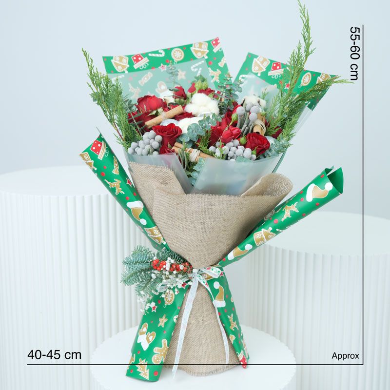 Christmas Red Roses Flower Bouquet - Flowers gift from Buy Any Flowers Dubai in Al Quoz Industrial Area 4, Dubai, UAE - image 4