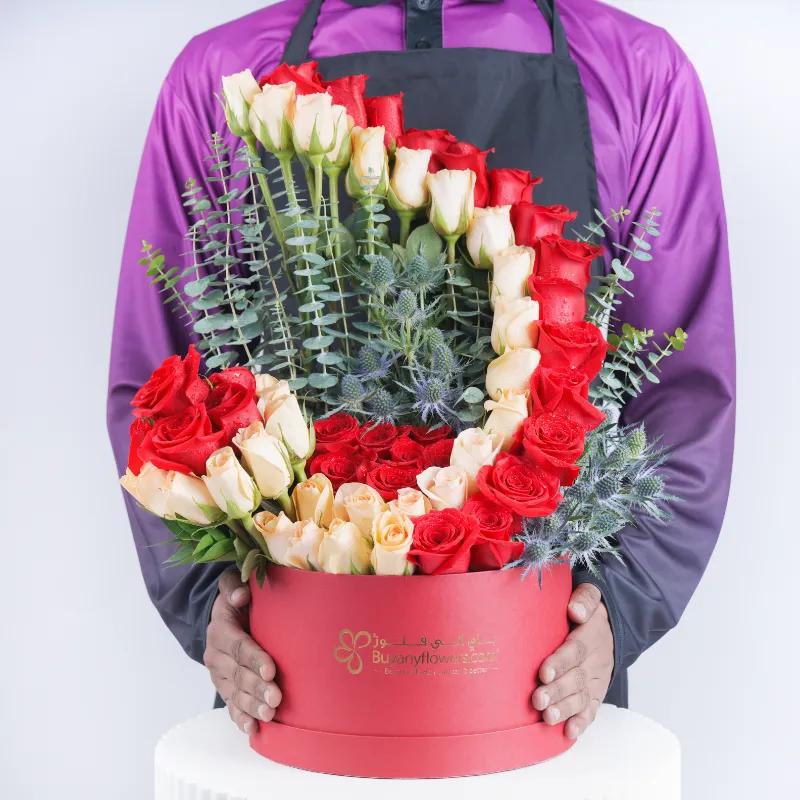 Velvet Blush 65 Roses in box - Flowers gift from Buy Any Flowers Dubai in Al Quoz Industrial Area 4, Dubai, UAE - image 2