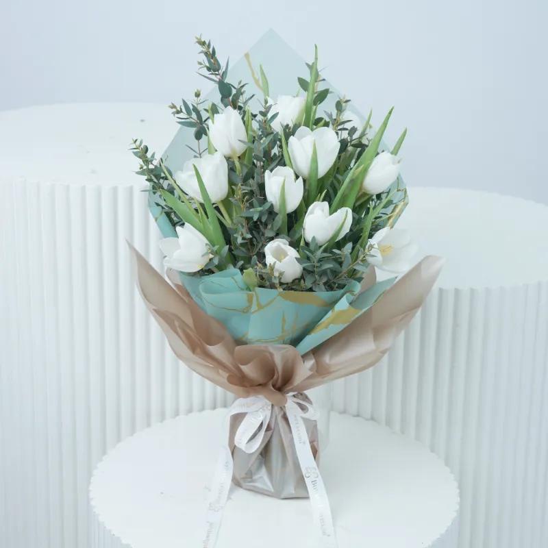 White Beauty 11 Tulips Bouquet - Flowers gift from Buy Any Flowers Dubai in Al Quoz Industrial Area 4, Dubai, UAE