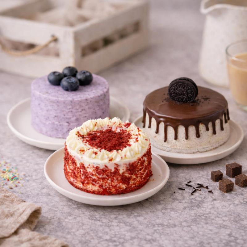 Oreo, Blueberry & Red Velvet Mono Cakes - Cakes gift from Buy Any Flowers Dubai in Al Quoz Industrial Area 4, Dubai, UAE