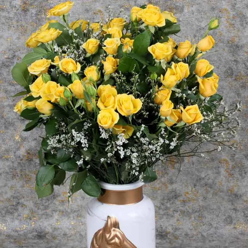 Sunny 11 Yellow Baby Roses Arrangement thumbnail 2