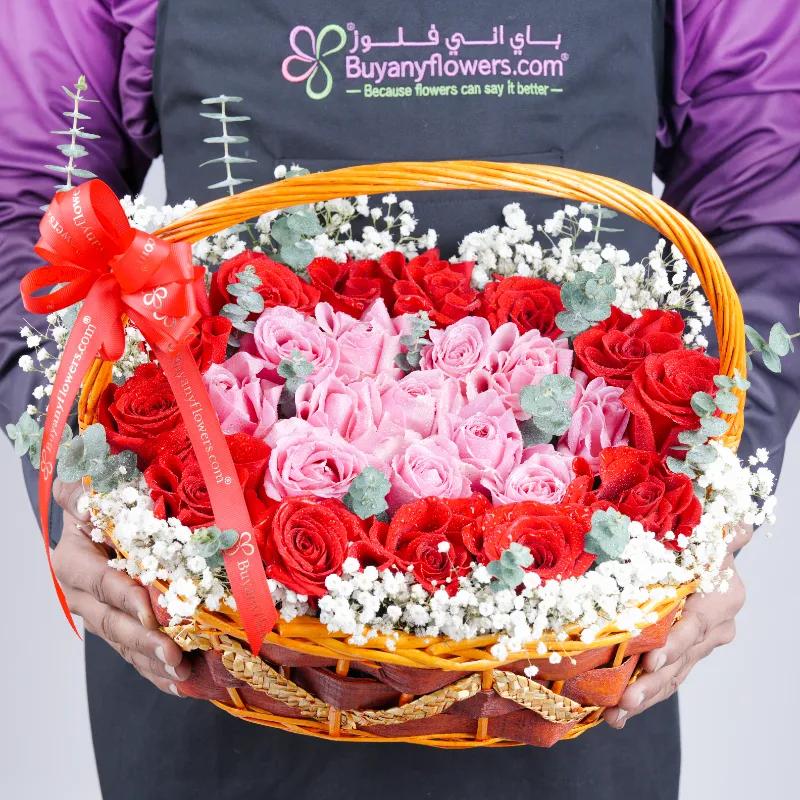 Pure Heart 25 Roses Basket - Flowers gift from Buy Any Flowers Dubai in Al Quoz Industrial Area 4, Dubai, UAE - image 2