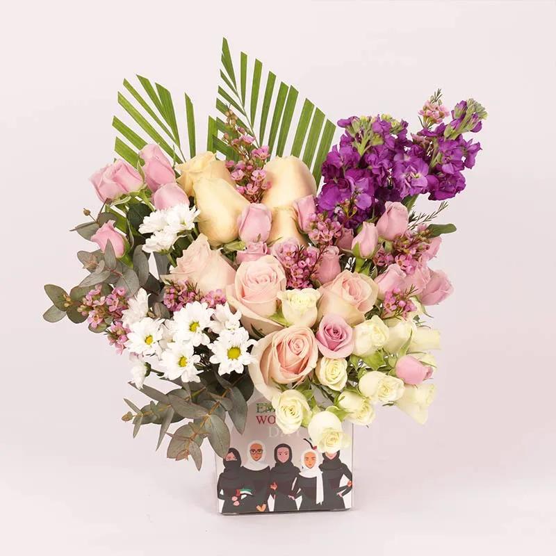 Emirati Womens Day Flower Arrangement - Flowers gift from Buy Any Flowers Dubai in Al Quoz Industrial Area 4, Dubai, UAE