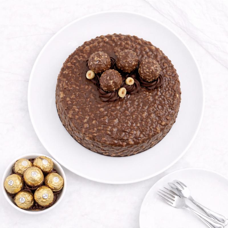 Ferrero Rocher Cake 4 Portion - Cakes gift from Buy Any Flowers Dubai in Al Quoz Industrial Area 4, Dubai, UAE - image 2