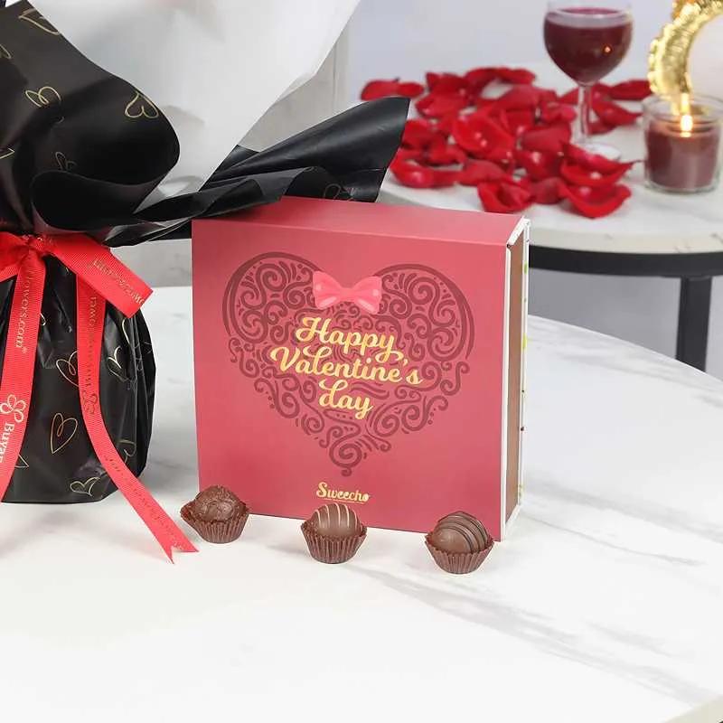 Beautiful Red 21 Roses Bouquet and Valentine Chocolates By Sweecho - Chocolates gift from Buy Any Flowers Dubai in Al Quoz Industrial Area 4, Dubai, UAE - image 2