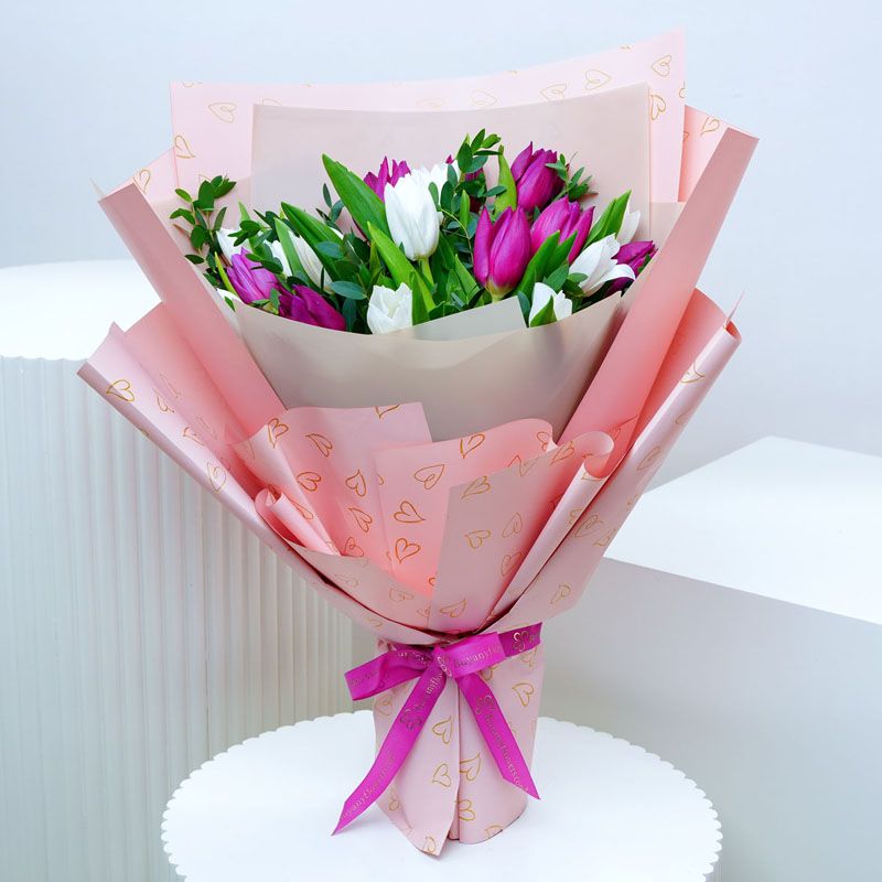 Beauty 21 Purple and White Tulips Bouquet - Flowers gift from Buy Any Flowers Dubai in Al Quoz Industrial Area 4, Dubai, UAE
