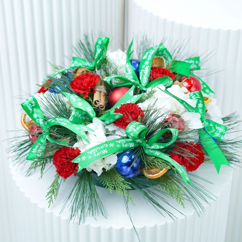 Christmas Wreath Red and White - Gifts gift from Buy Any Flowers Dubai in Al Quoz Industrial Area 4, Dubai, UAE