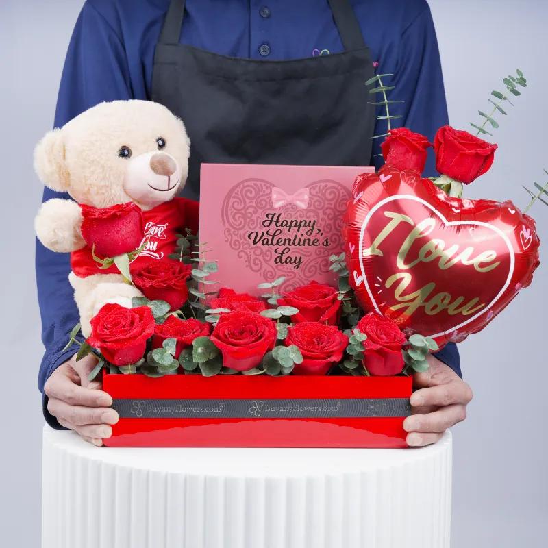 Valentine Flower Hamper - Gifts gift from Buy Any Flowers Dubai in Al Quoz Industrial Area 4, Dubai, UAE - image 2