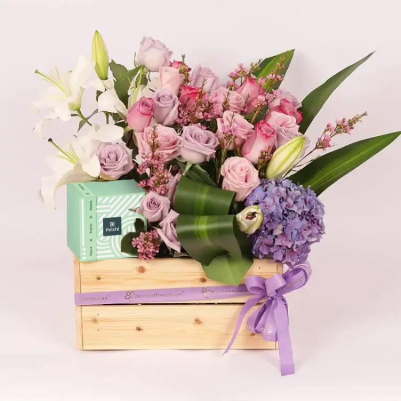 Mauve Flower Arrangement and Patchi