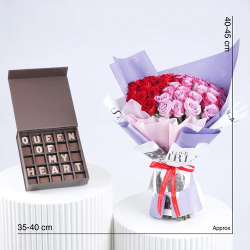 My Queen 51 Roses Bouquet with Chocolate - Gift Sets gift from Buy Any Flowers Dubai in Al Quoz Industrial Area 4, Dubai, UAE - image 3