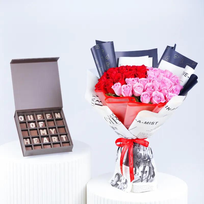 Cute Love 51 Roses Bouquet With Chocolate - Gift Sets gift from Buy Any Flowers Dubai in Al Quoz Industrial Area 4, Dubai, UAE