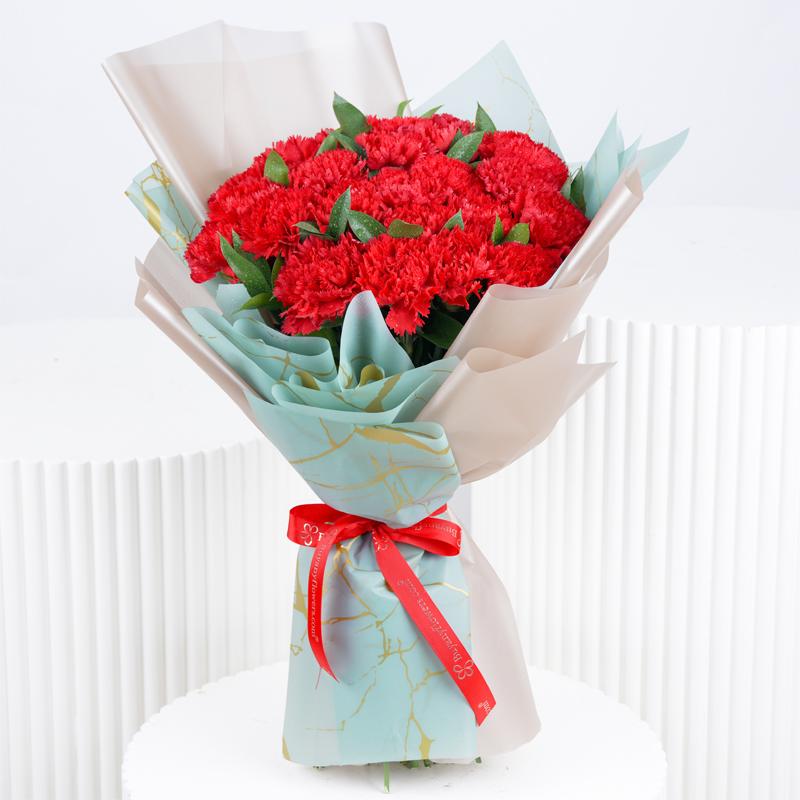 Love 21 Red Carnations Bouquet - Flowers gift from Buy Any Flowers Dubai in Al Quoz Industrial Area 4, Dubai, UAE