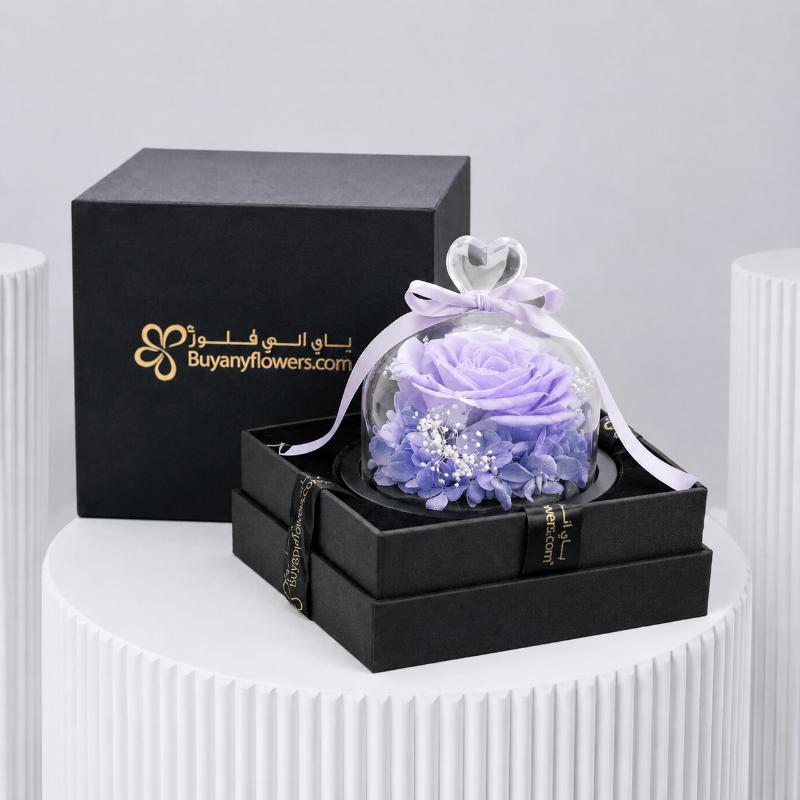 Designer Purple Preserved Rose and I Love You Teddy - Flowers gift from Buy Any Flowers Dubai in Al Quoz Industrial Area 4, Dubai, UAE - image 2