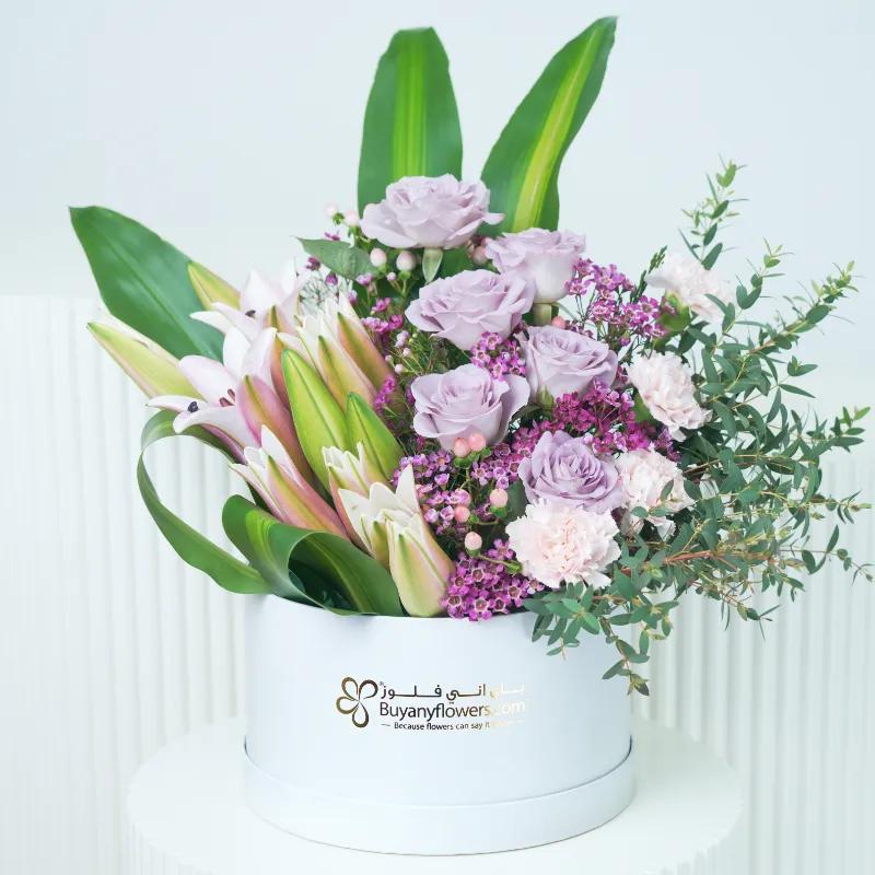 Lilac Blush Flower Box - Flowers gift from Buy Any Flowers Dubai in Al Quoz Industrial Area 4, Dubai, UAE